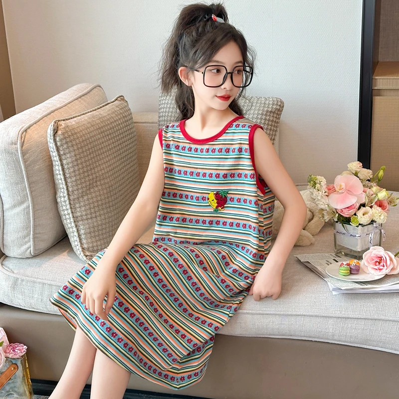 儿童睡裙夏季女童吊带睡衣裙纯棉薄款中大童网红洋气公主风家居裙