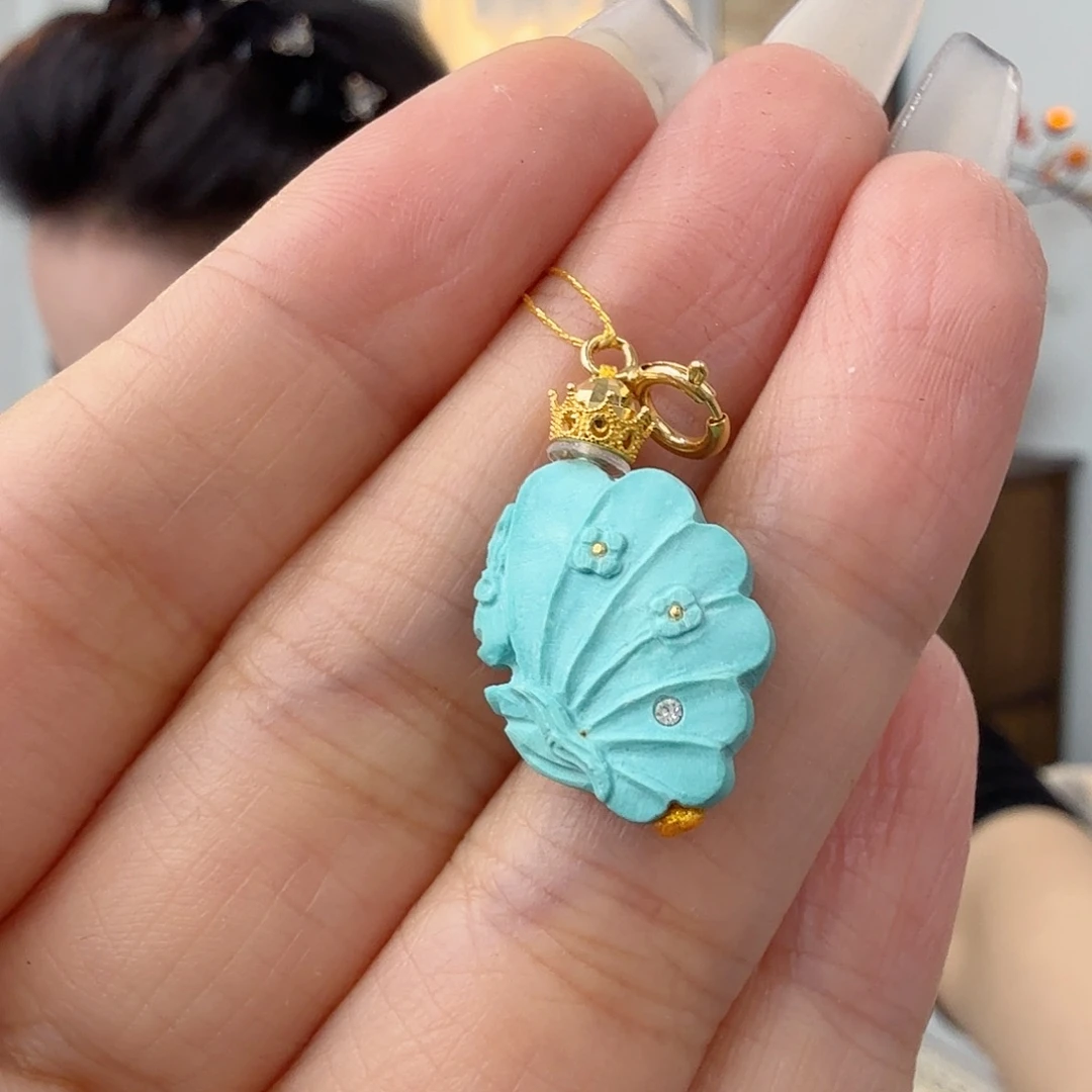 绿松石18K金镶嵌珠宝奇石