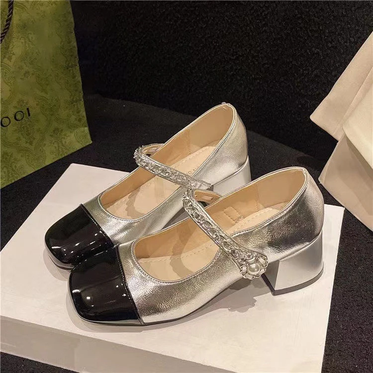 法式小香风粗跟中跟皮鞋女2025春夏新款百搭气质温柔风玛丽珍女鞋