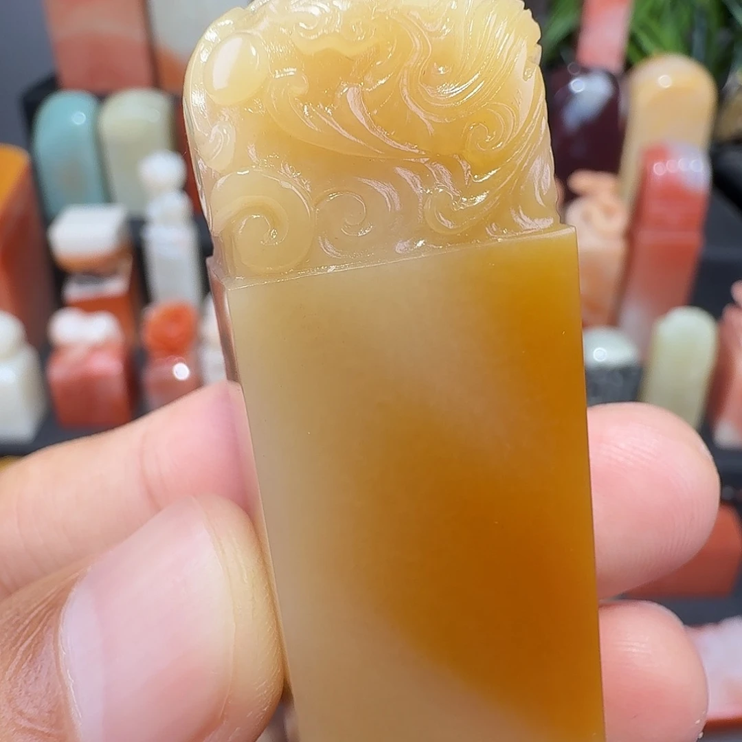 印石老挝石北部黄螭龙