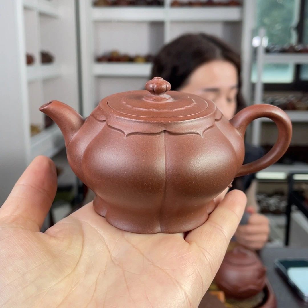 紫砂茶壶底槽清花苞165cc