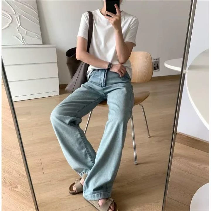 休闲时尚百搭 显瘦 直筒 夏款天丝 牛仔裤