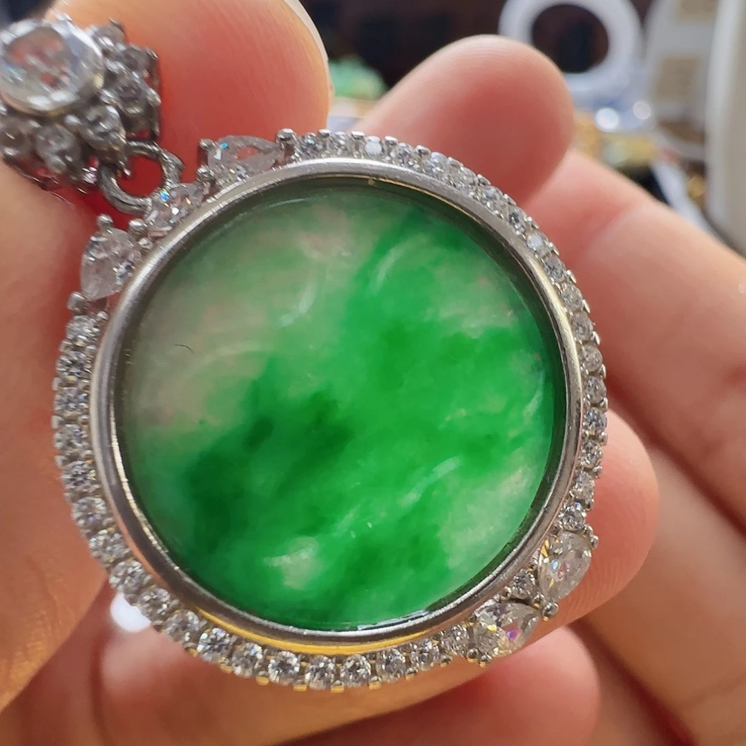 翡翠银S925镶嵌手镯翡翠399