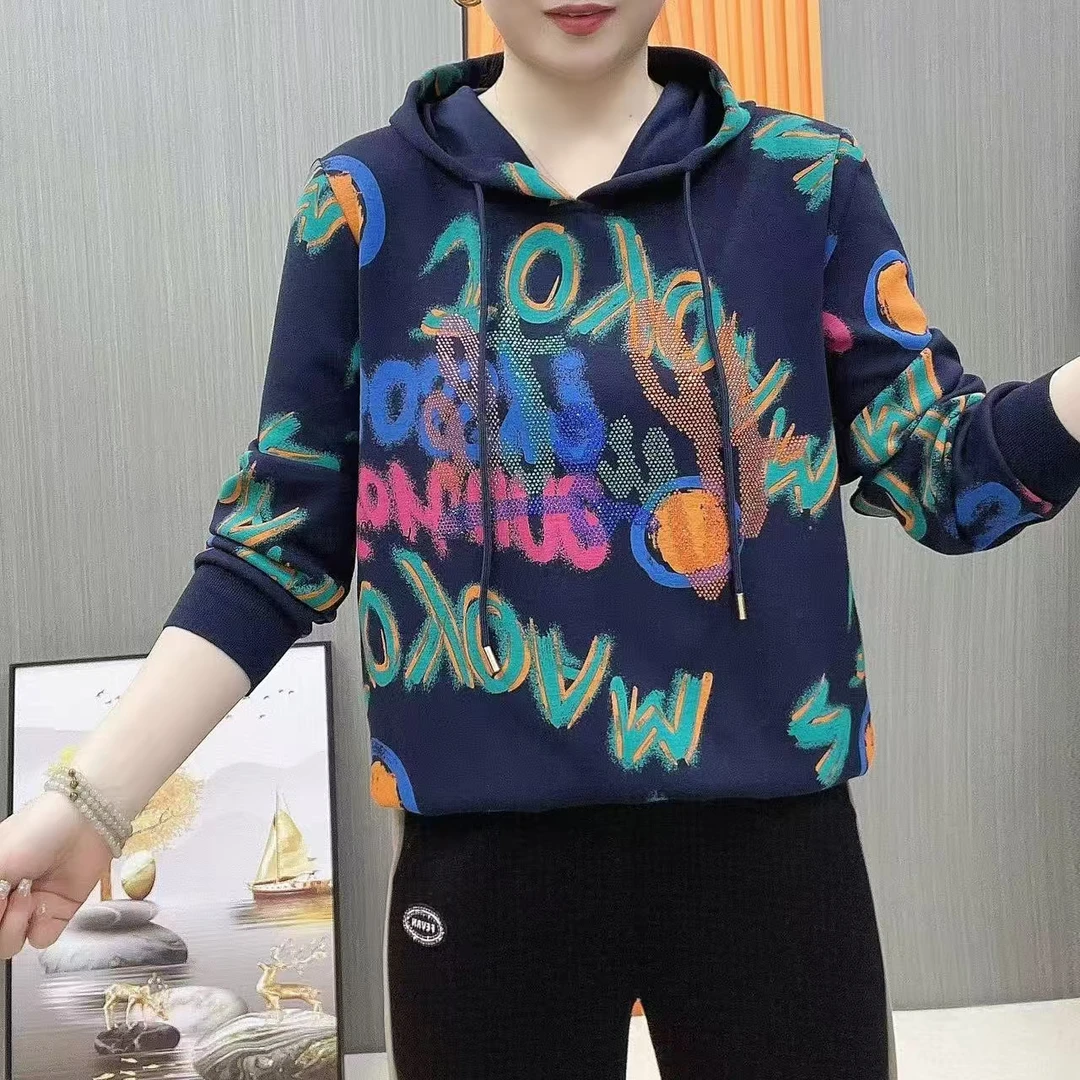 波点字母宽松型极简风女装时尚春秋外套休闲春季运动卫衣长袖洋气