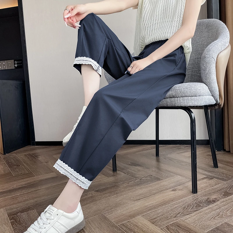 九分西装哈伦裤女夏季薄款2025新款夏天八分裤冰丝直筒烟管裤子
