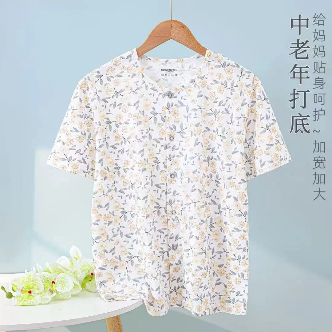 女士夏季纯棉中老年短袖开衫7008