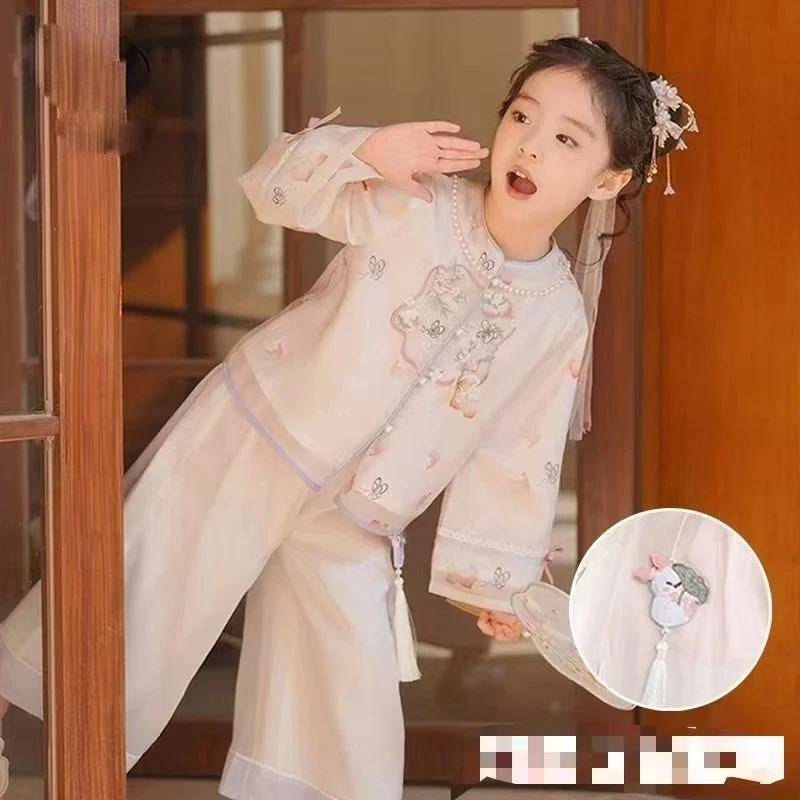 3003女童古风套装粉色汉服两件套