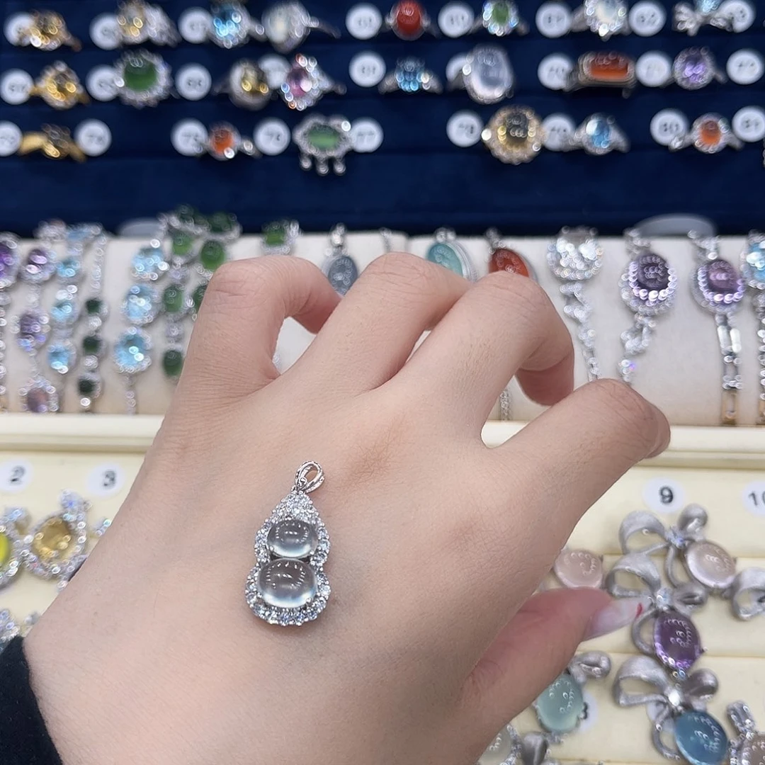 岫玉银S925镶嵌吊坠