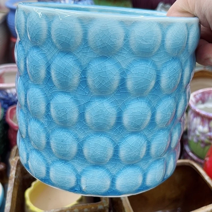 多肉绿植陶瓷花盆9.9包邮，有孔