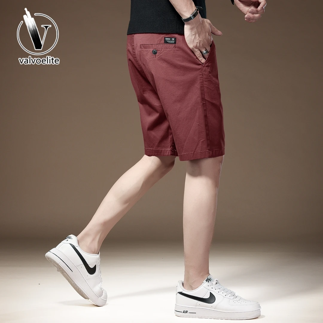 VALVOELITE高级感酒红色男士休闲短裤夏季薄款凉感冰丝工装五分裤
