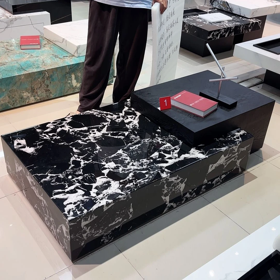 大理石落地大理石7字茶几 运费自理