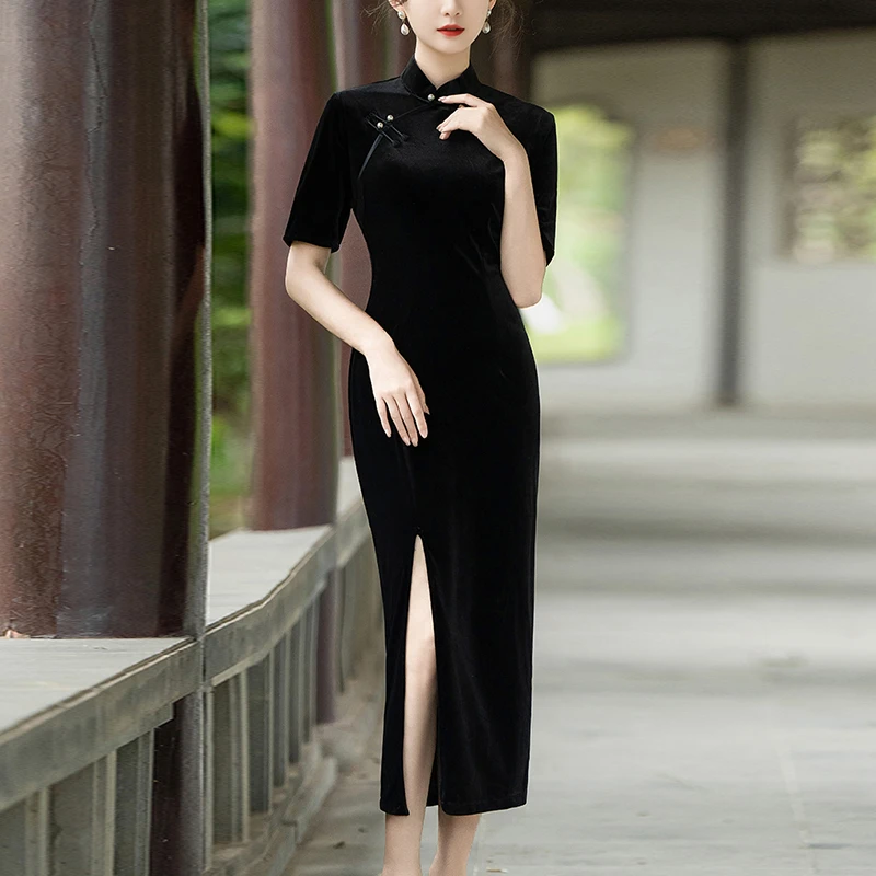 高端新中式绝美旗袍夏天2025新款民国风晚礼服修身日常可穿老上海