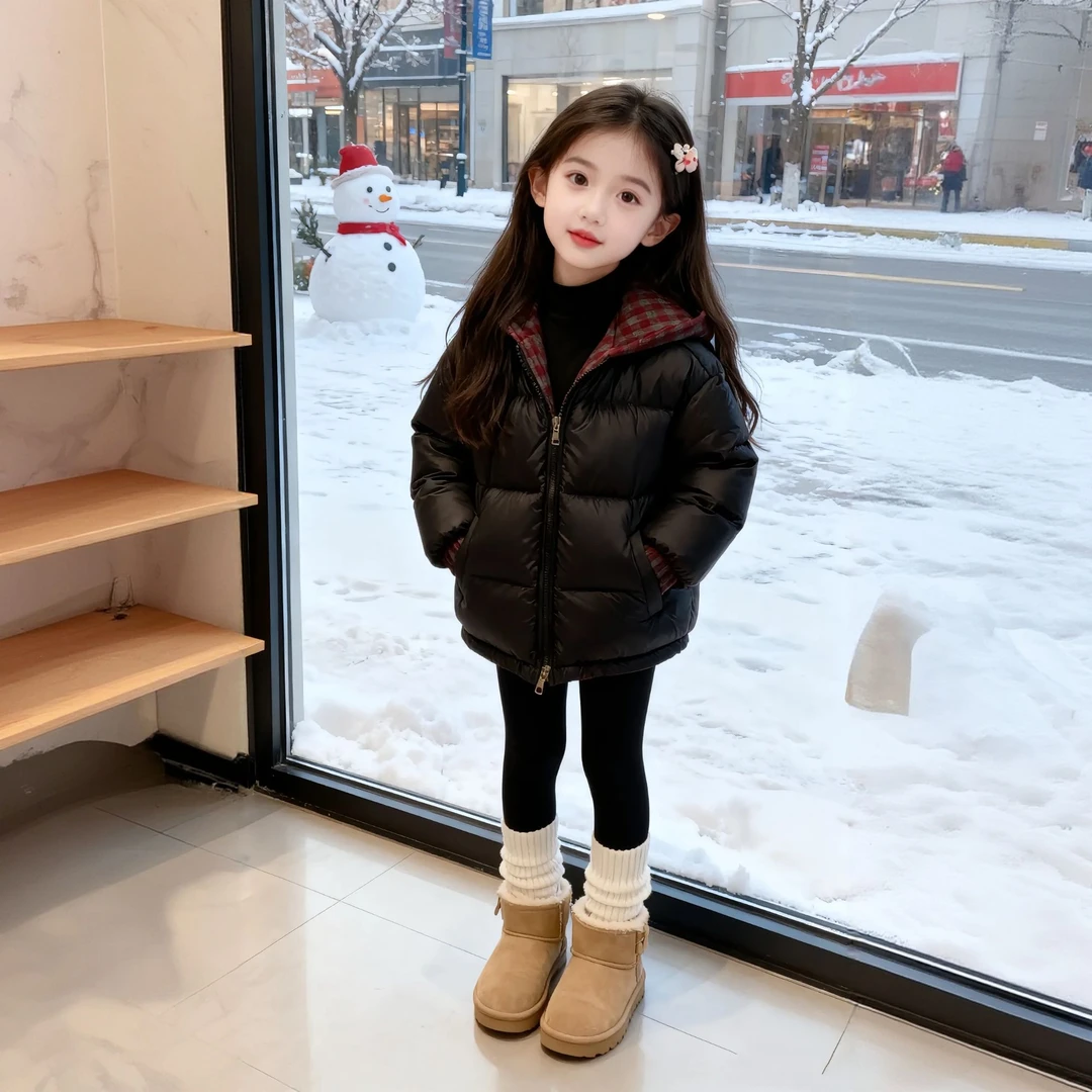 冬季女童棉服双面穿2025年新款洋气姐弟装棉袄保暖防风棉衣