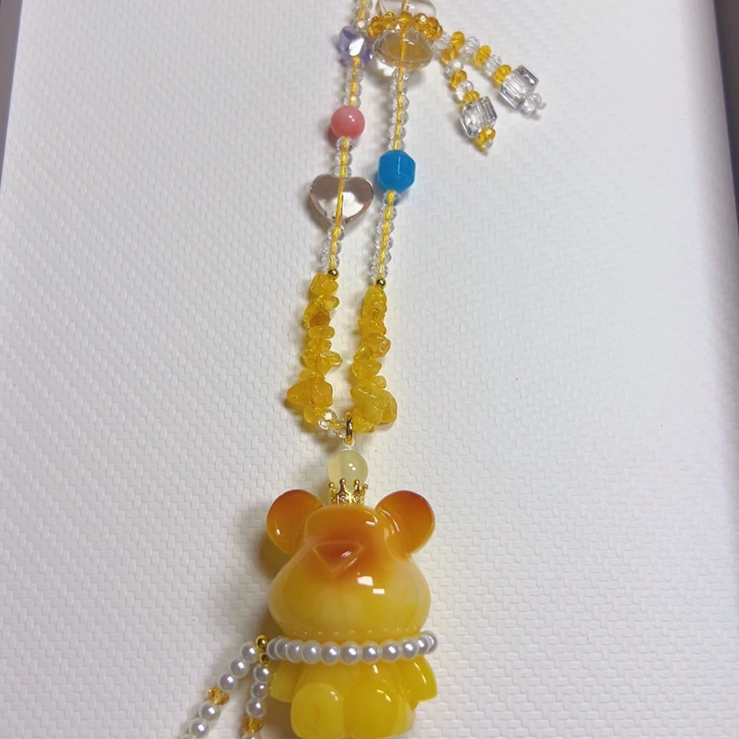 合金项链 黄小熊项链 可爱风 立体版雕刻精雕工艺