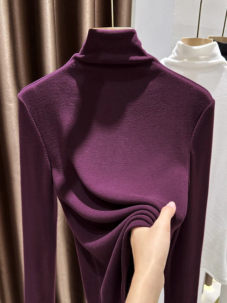 堆堆领高定清冷风秋爆款打底衫加厚抗起球内搭洋气长袖减龄上衣女