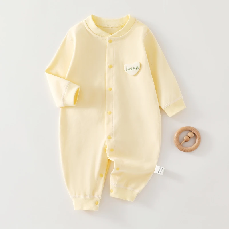 【新款】2025年纯棉纯色碎花春秋长袖婴儿透气薄款哈衣连体衣