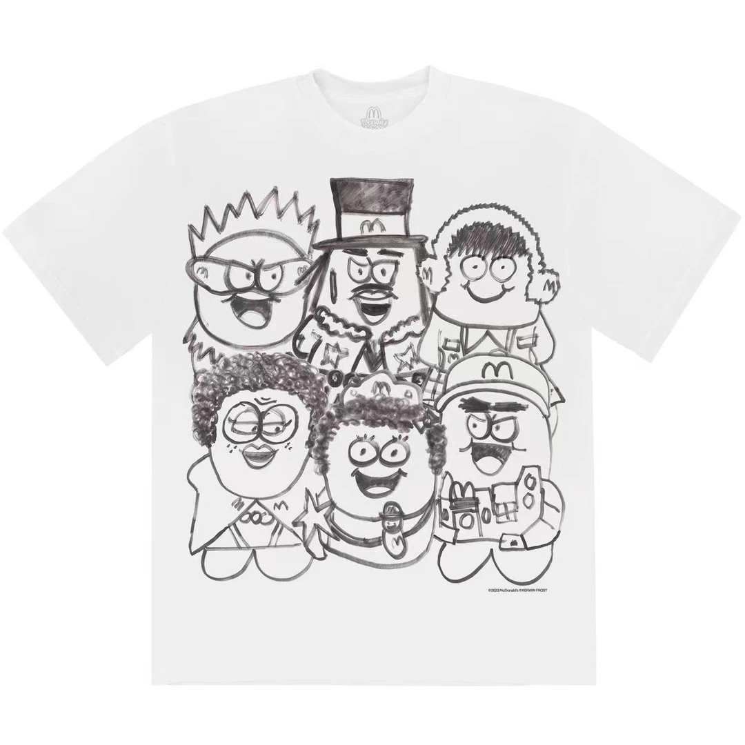 McNugget Buddies 素描图案圆领短袖T恤男女同款宽松个性
