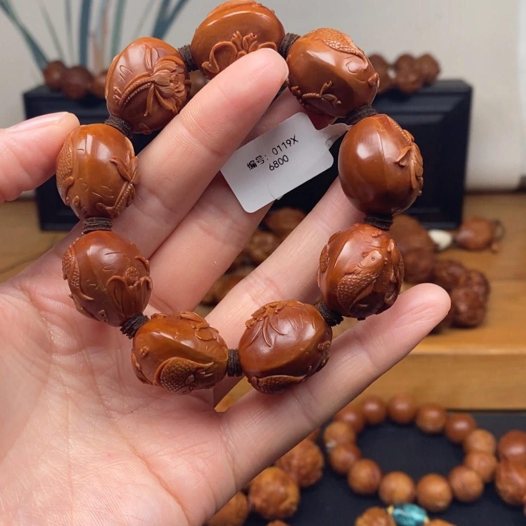 手串橄榄核曹华老师莲花双鱼