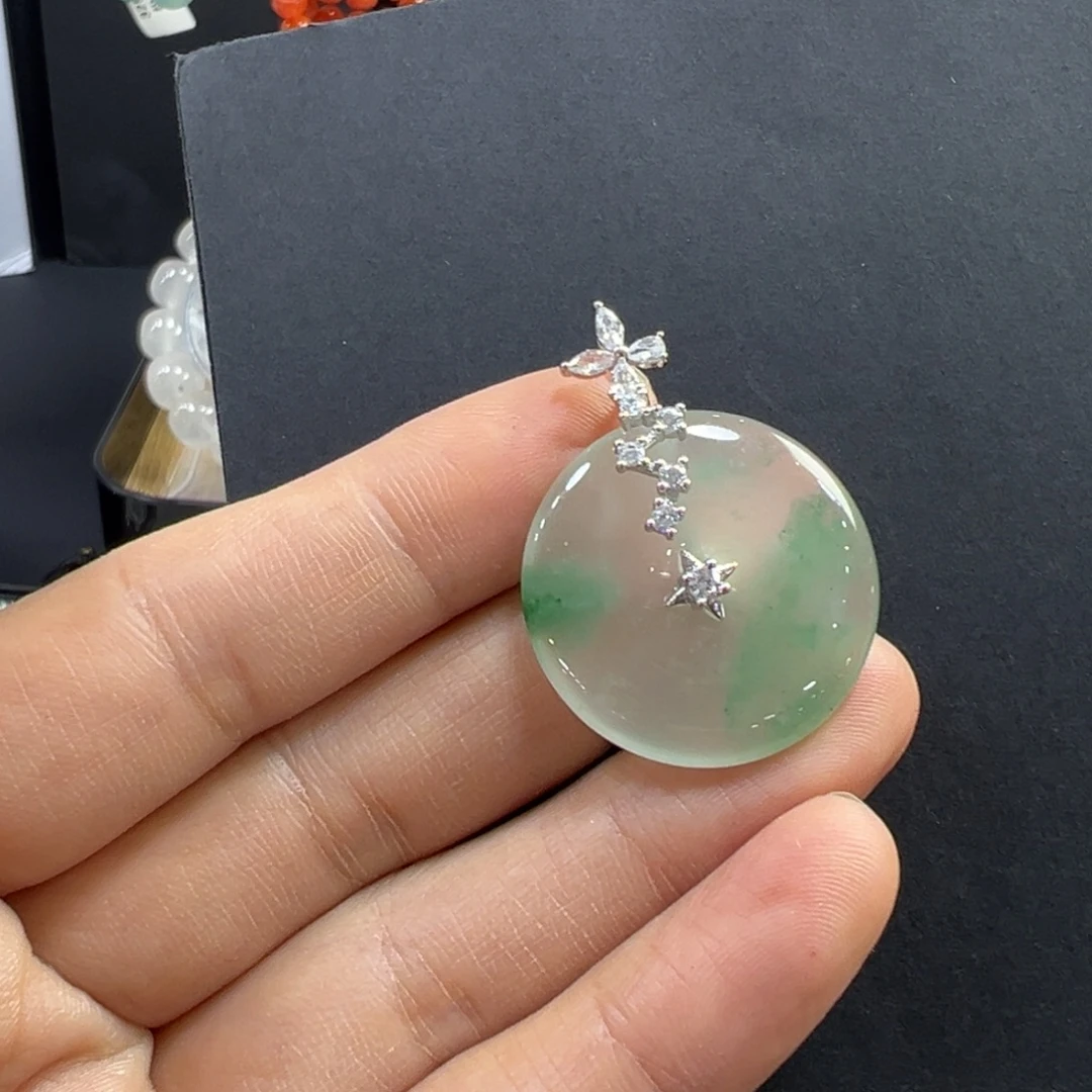 石英质玉银S925镶嵌颈饰