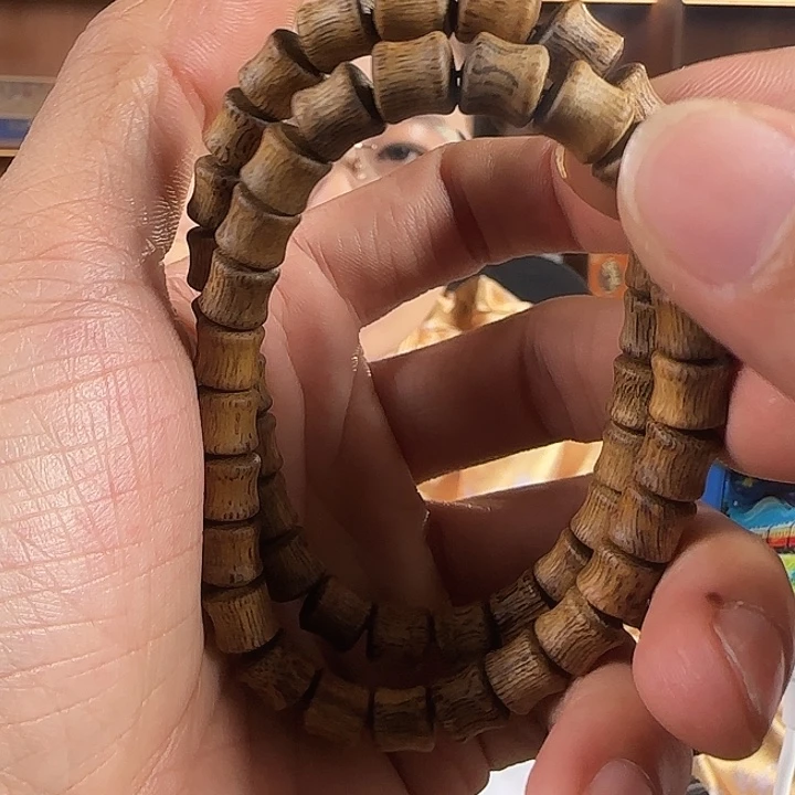 沉香手串金沙叶竹节珠4克加