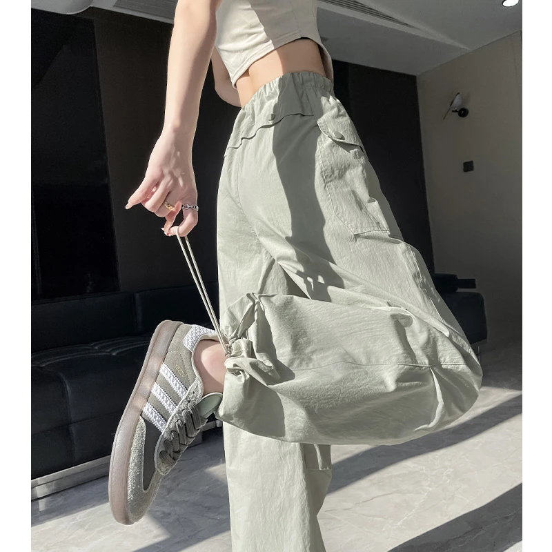 美式工装裤女2025新款酷飒风宽松直筒休闲小个子超好看阔腿运动裤