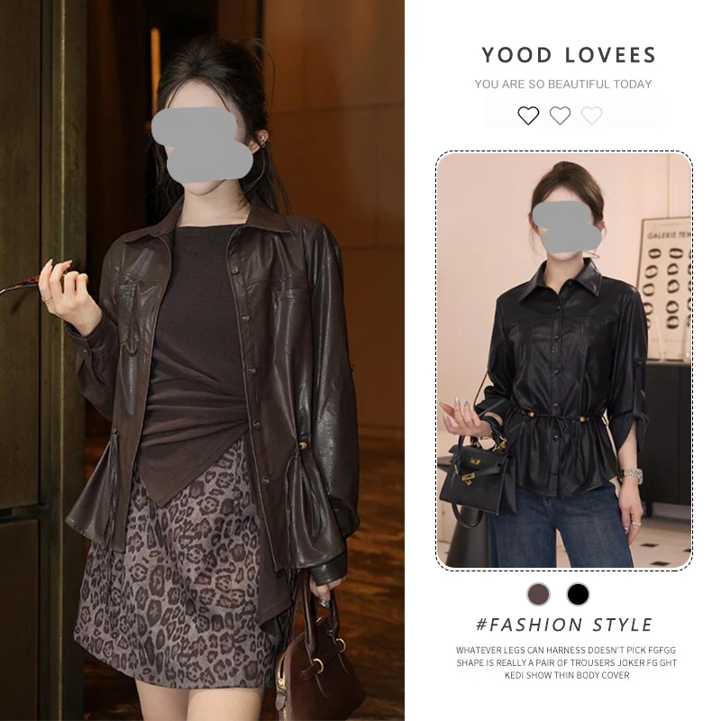 黑色pu皮短外套女2025春秋新款韩系高级感宽松休闲收腰气质夹克