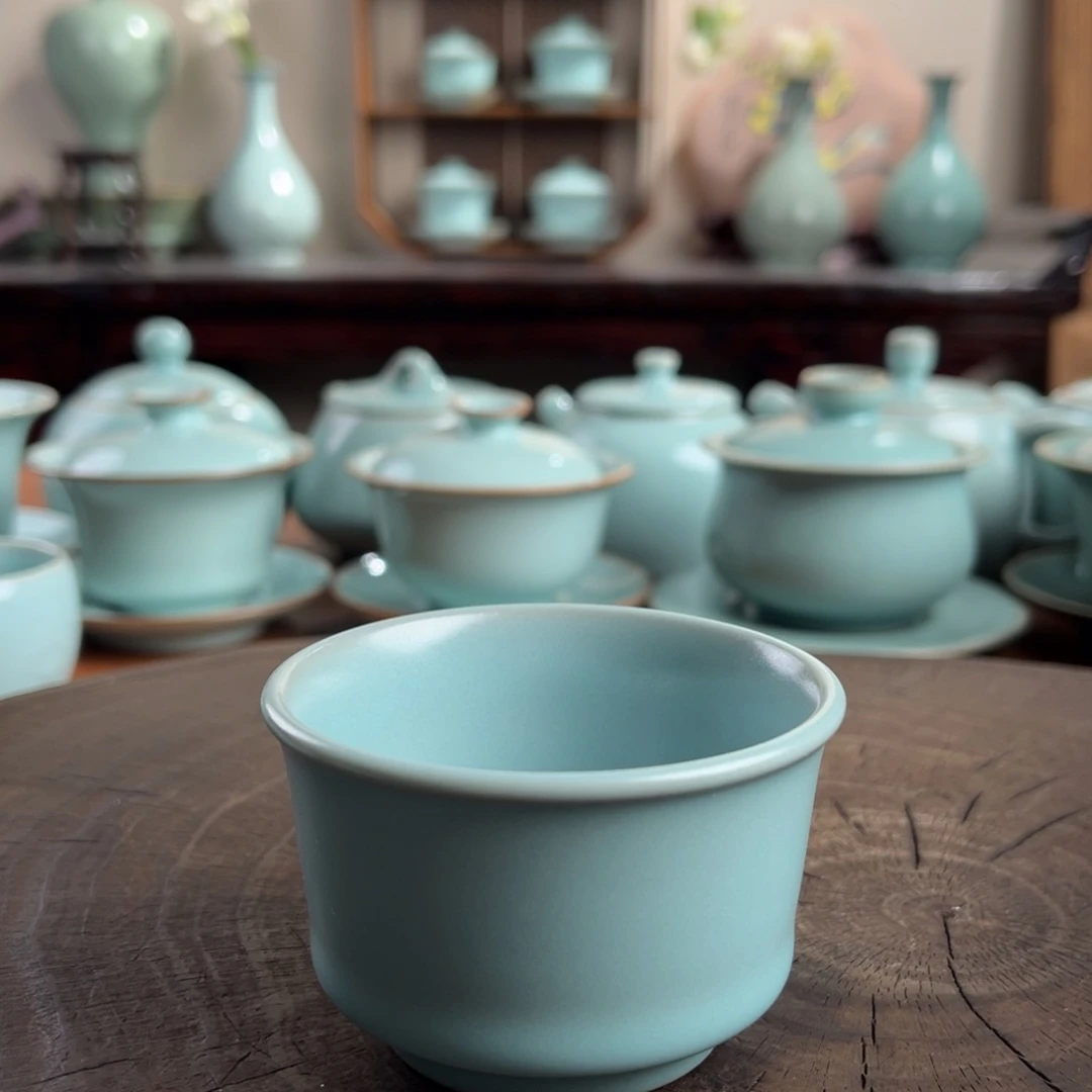 仿古天青釉直口杯11111