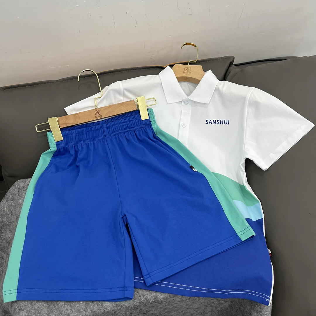 佛山三水区小学生现货校服2025新款夏季POLO衫校服白色短袖短裤