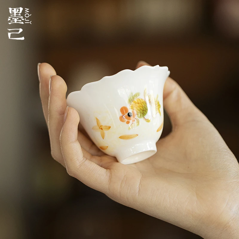 墨己-玉泥-秋意胖头鱼-空眠花口茶杯