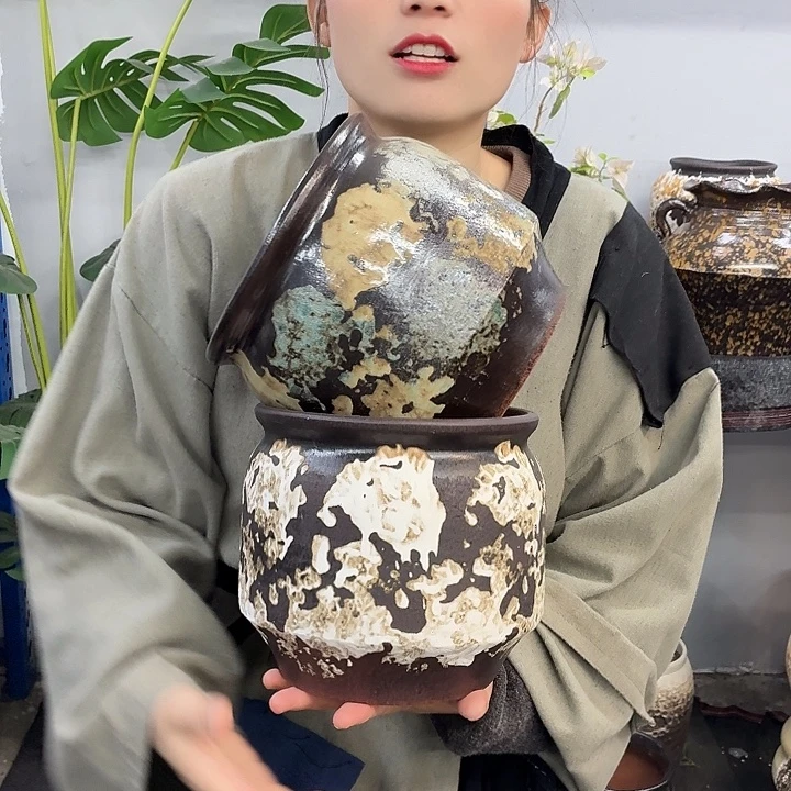 18×18 -粗陶花盆有孔-买买买