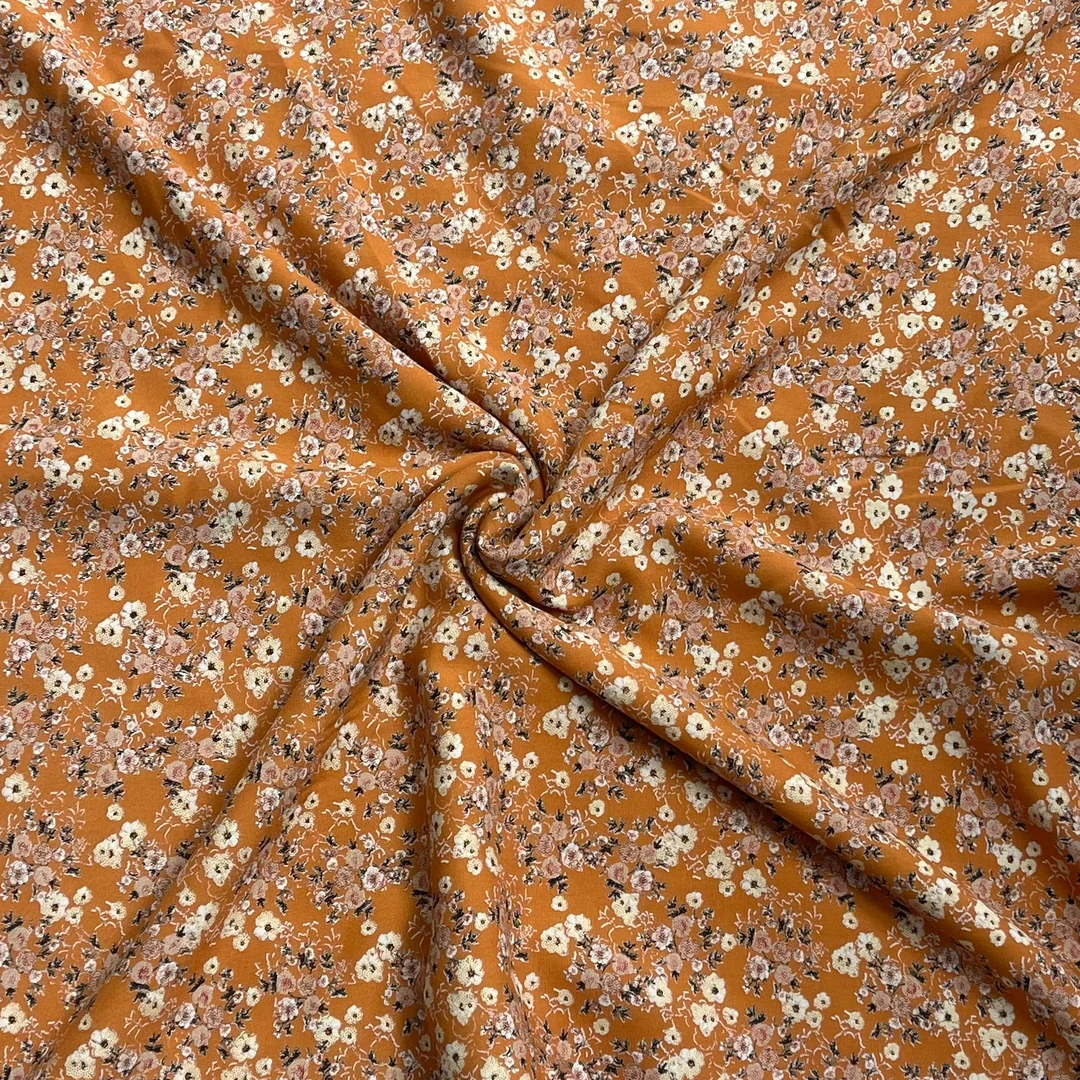 【云锦1点】25212-18号 雕印棉绸姜黄底小碎花 服装布料面料