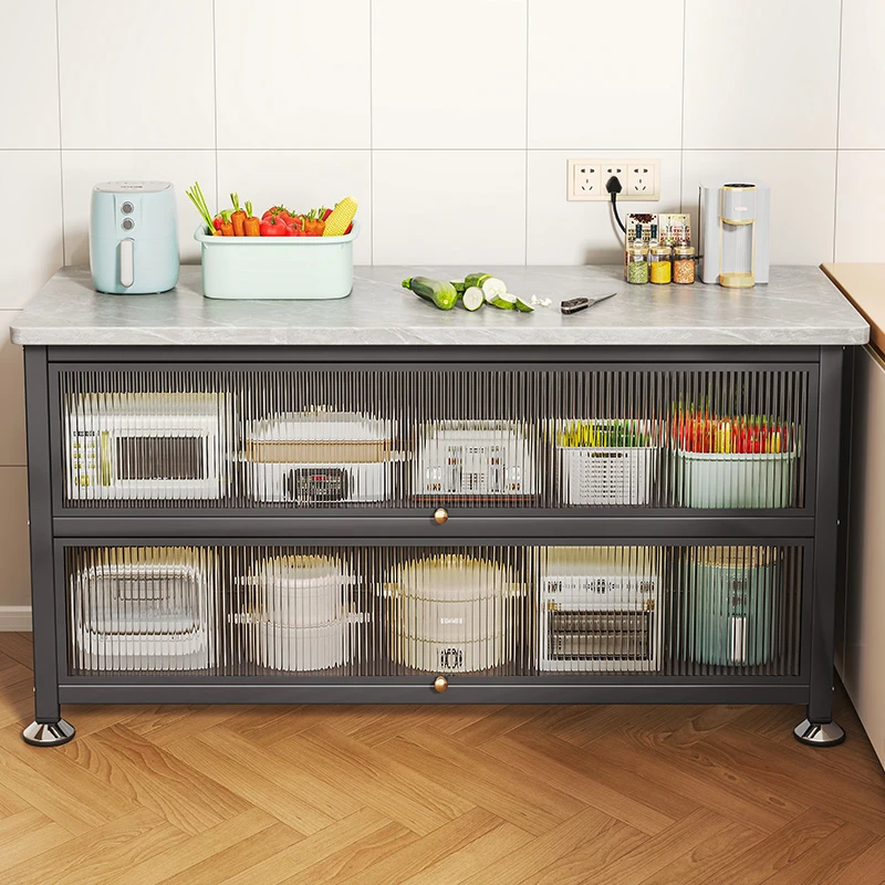 岩板操作台储物柜侧宽35厨房收纳微波炉置物架碗柜收纳箱带门收纳