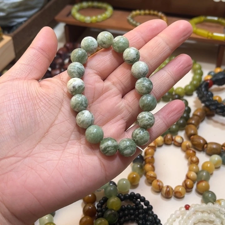 蛇纹石玉未镶嵌手链卡12