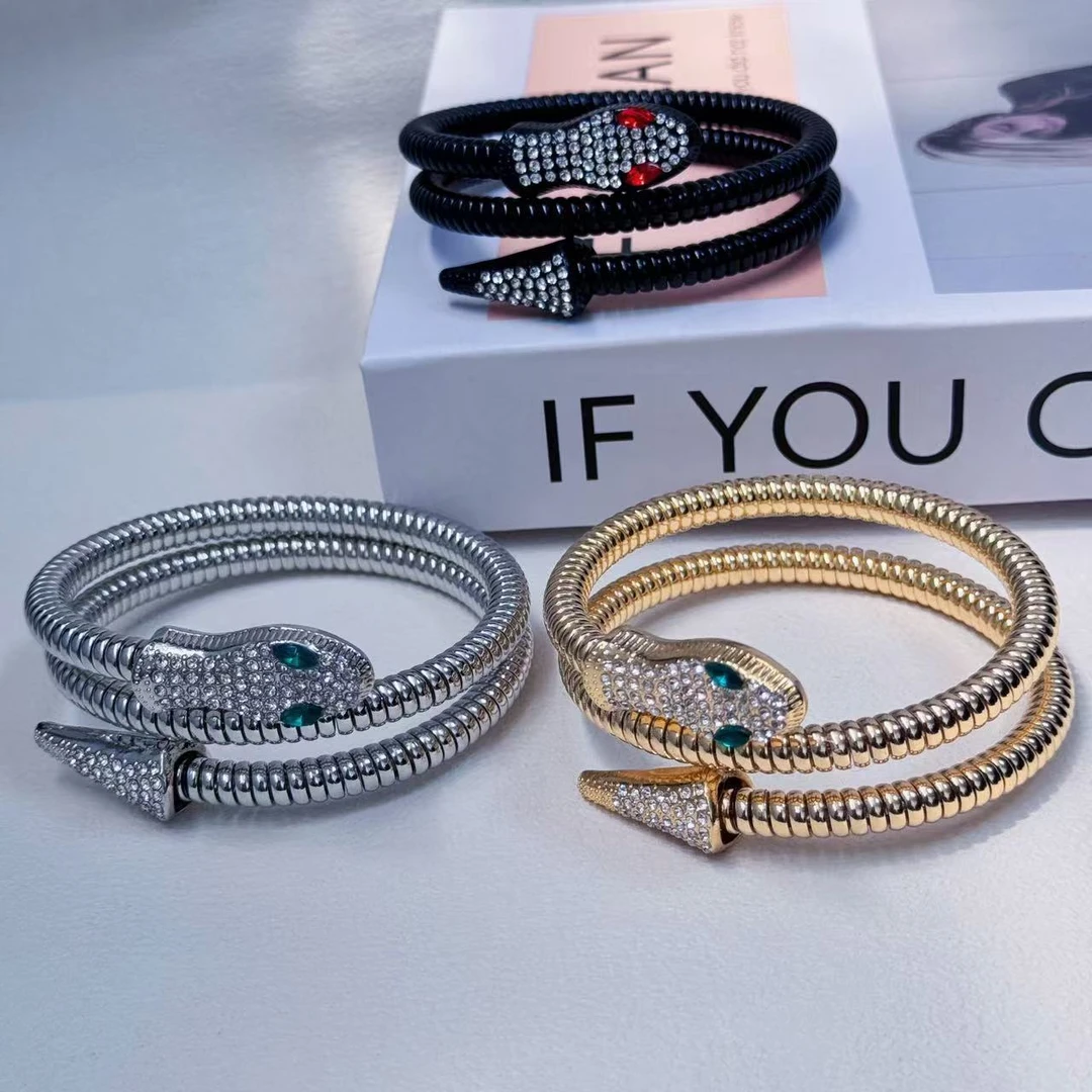 欧美跨境金属个性小众设计感缠绕蛇形手镯女精致百搭冷淡风手环