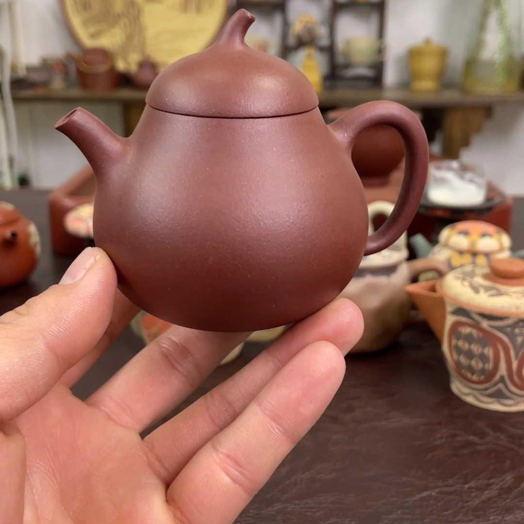 紫砂茶壶茄瓜紫泥