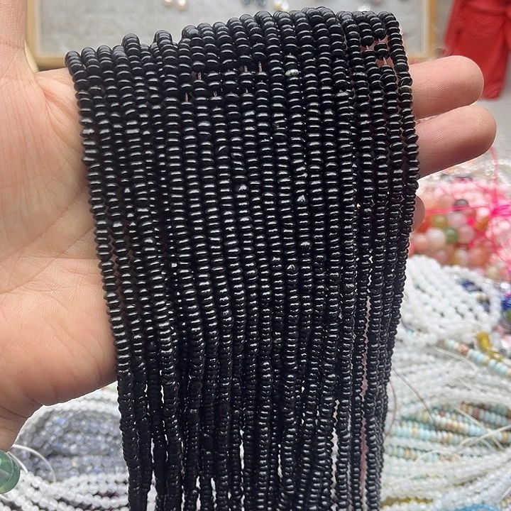 玛瑙/玉髓珠宝半成品未镶嵌一条4mm黑玛瑙算盘珠