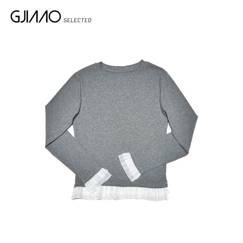 58116 雪纺边灰白T恤