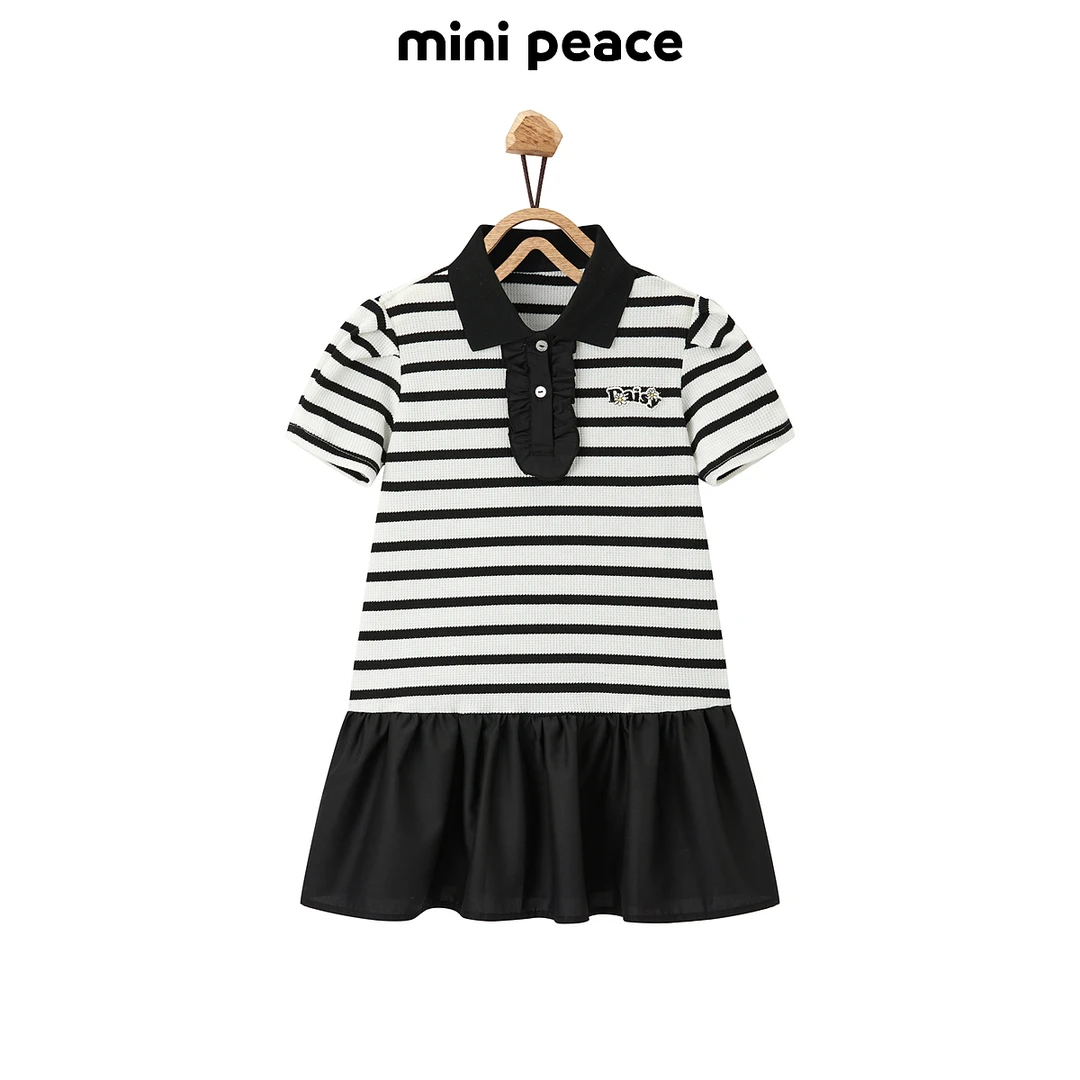 【专柜同款时尚系列】minipeace太平鸟童装女童条纹polo连衣裙夏