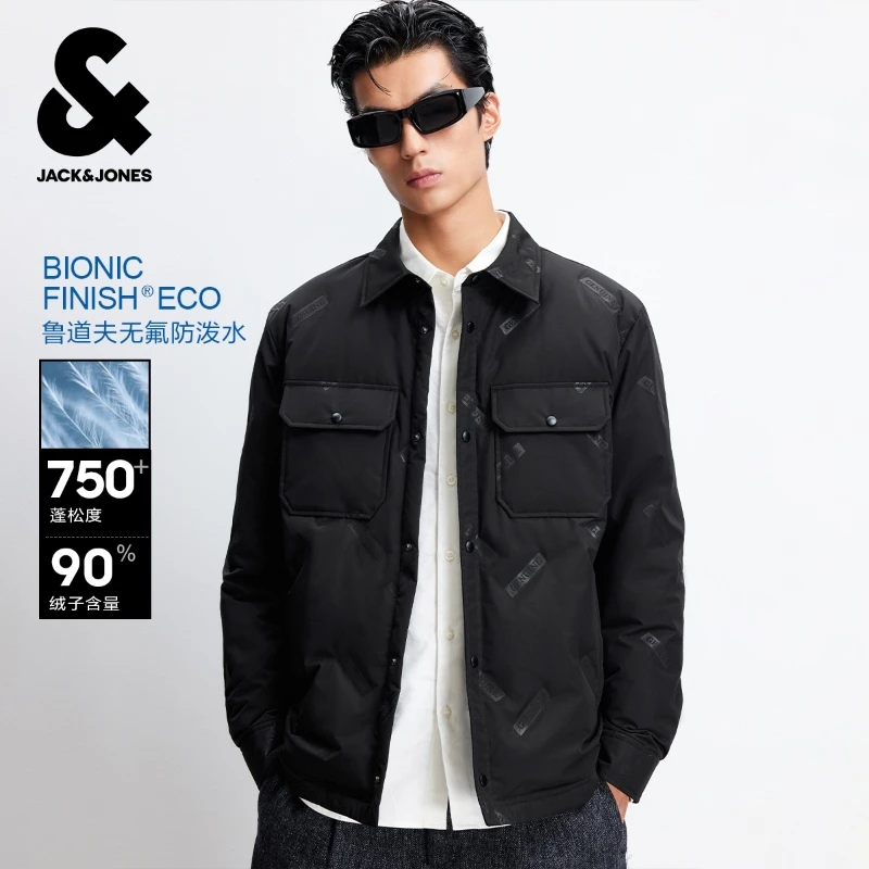 【防泼水鹅绒服】杰克琼斯男士排骨羽绒服外套翻领老钱风男装高级感