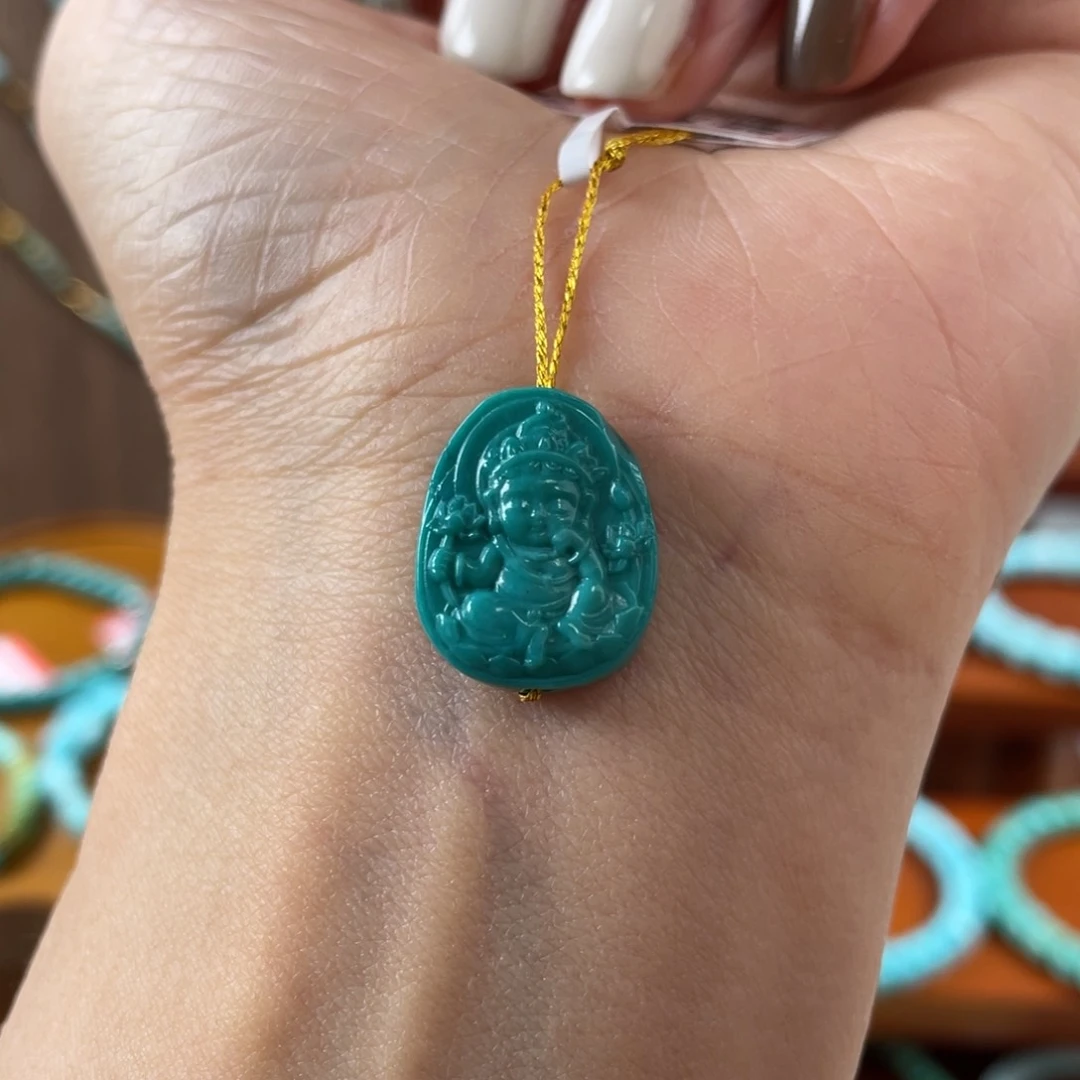 绿松石未镶嵌珠宝半成品玉化度母卡14.2