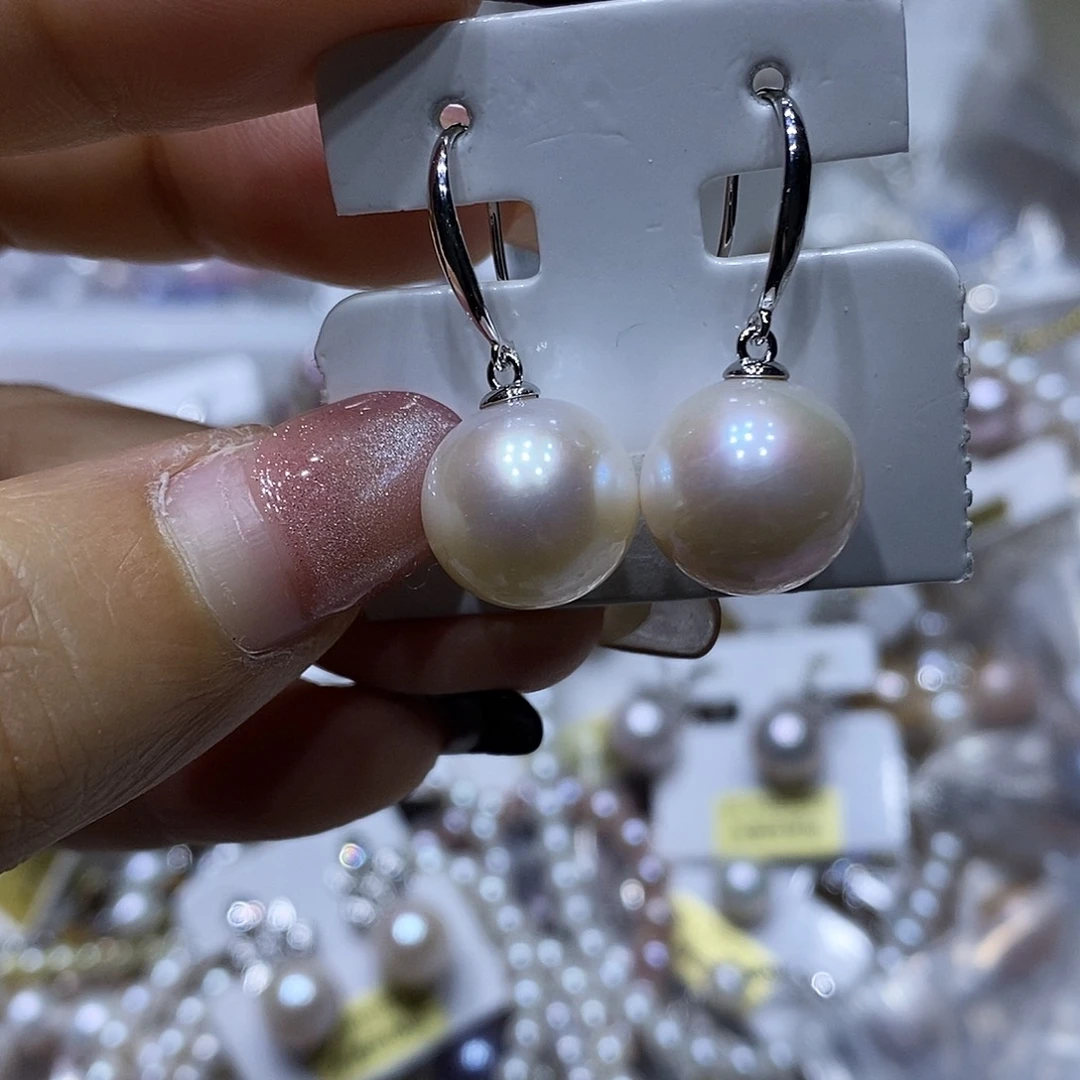 淡水珍珠耳钉银S925镶嵌