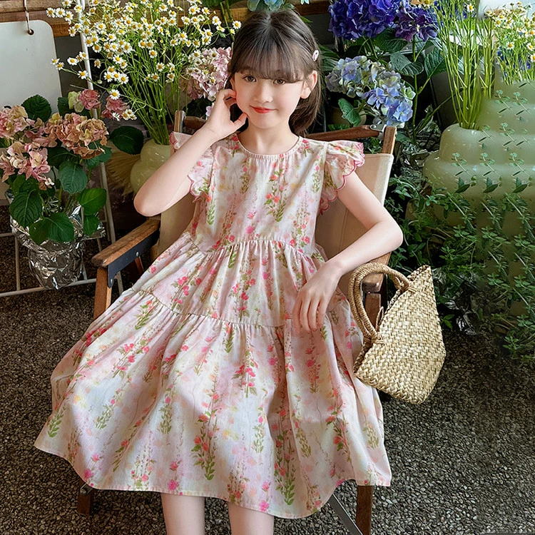 铅笔裙公主裙韩版碎花蓬蓬裙连衣裙女女童夏季中大童夏装裙子