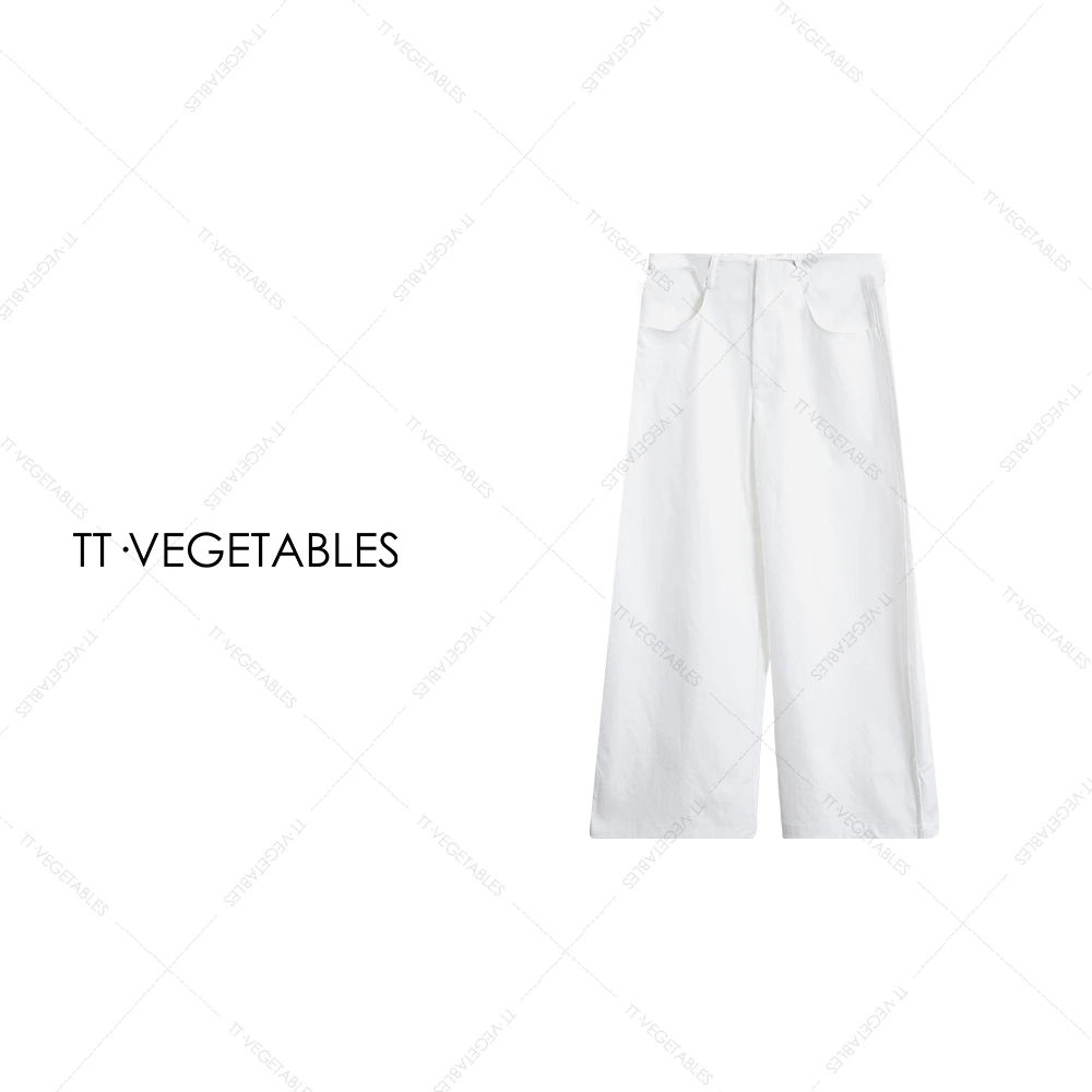 TT・VEGETABLES【序白】白芯 波西米亚风简约阔腿裤轻奢直筒裤521348