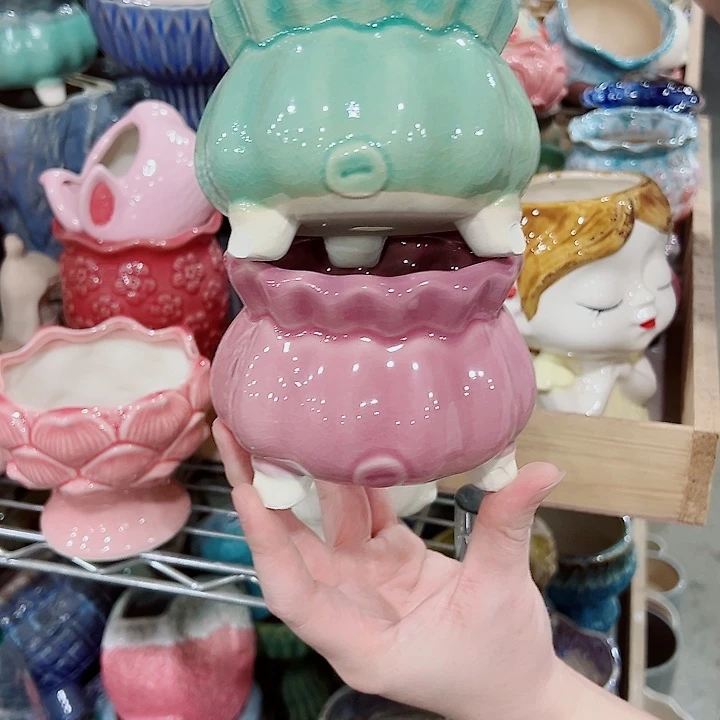 有孔，凑单福利满10元发货陶瓷多肉花盆！