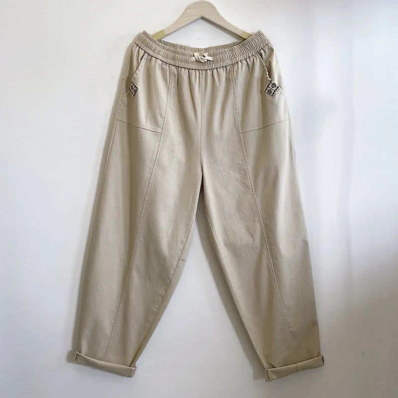 年轻中年妈妈装纯色遮肉显瘦不掉色高弹休闲裤2025新款YX105792