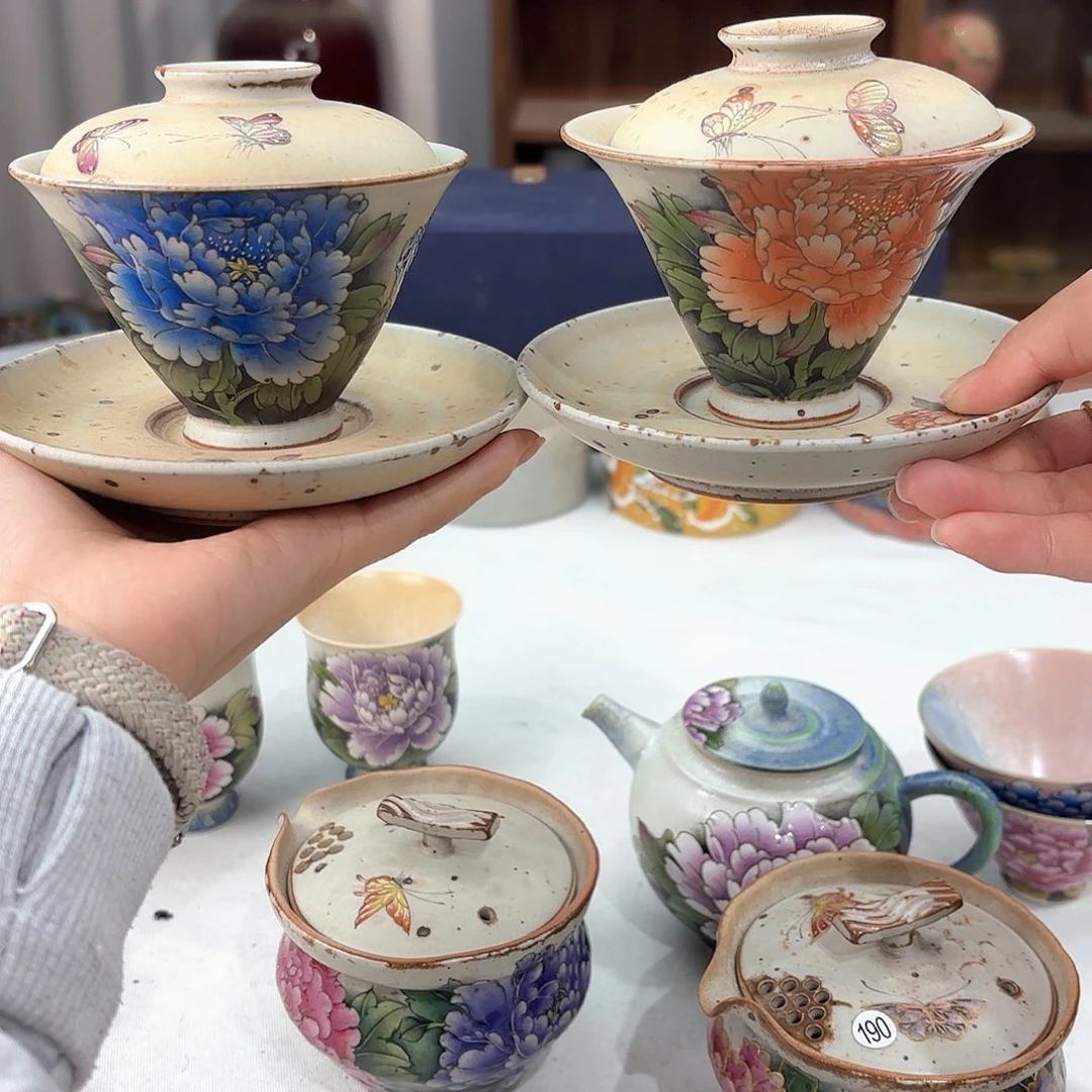 懒***.景德镇手绘高温釉下彩陶瓷茶具