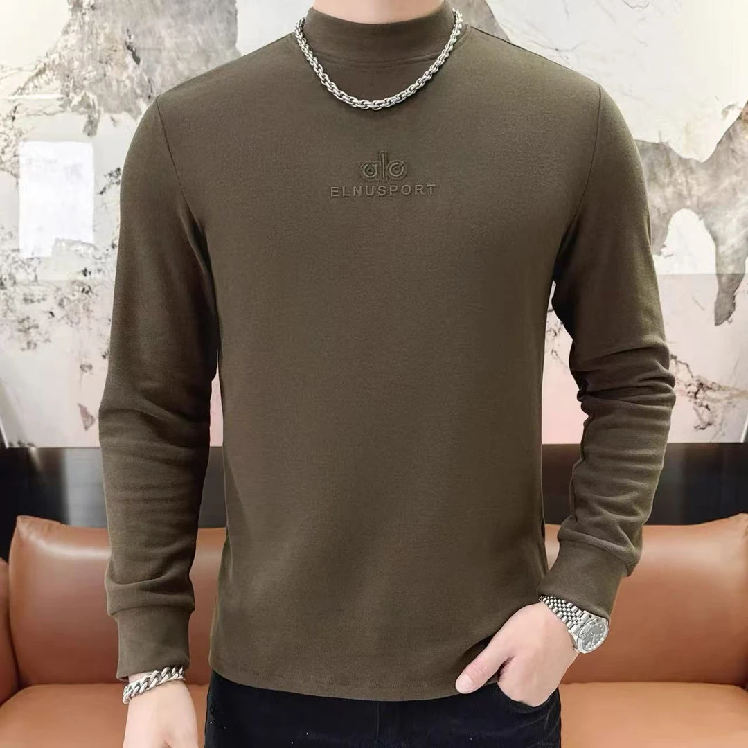 男士秋冬双面德绒半高领长袖上衣内搭修身保暖打底衫简约时尚