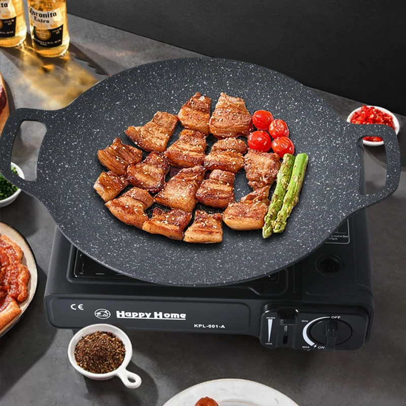 摩兰德韩式麦饭石烤肉盘多用锅适用于任何明火电磁炉通用不粘无烟