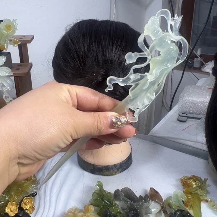 定制蛇纹石玉糖****]毛货发饰