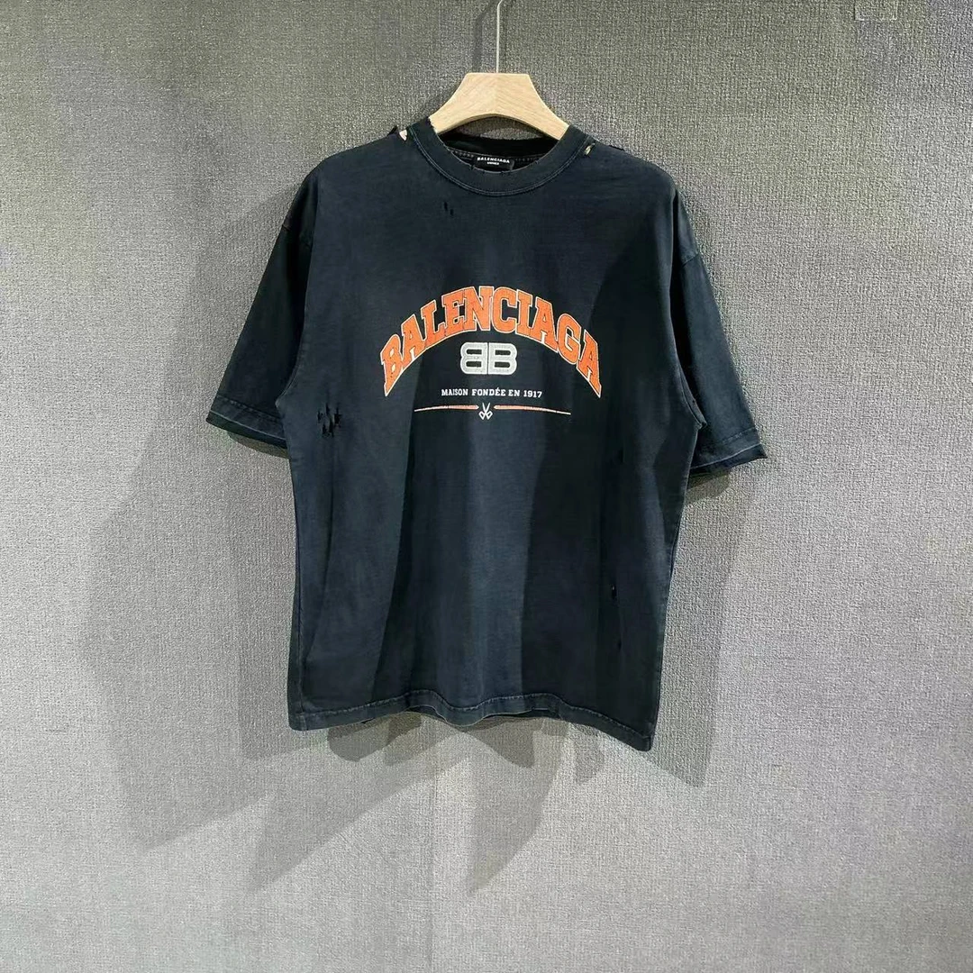 99新 Balenciaga/巴黎世家 （pm）裂纹字母印花短袖 s码/5575